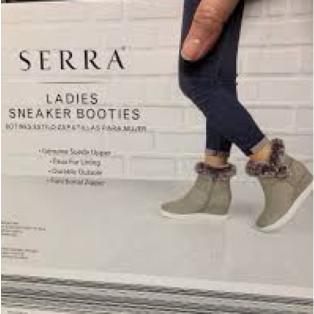 SERRA 9 Suede Sneaker Wedge Heeled Chelsea Fur Lined Bootie Gray Boots